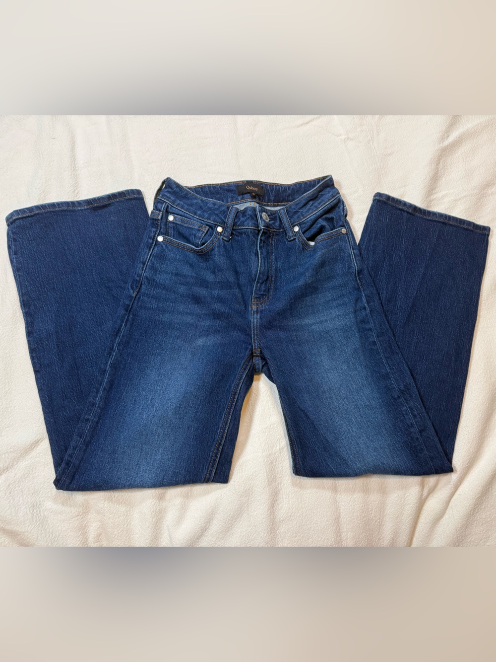 Quince Bella Stretch Relaxed Straight Jeans Stormy Blue Size 25 Short Petite - Picture 9 of 12